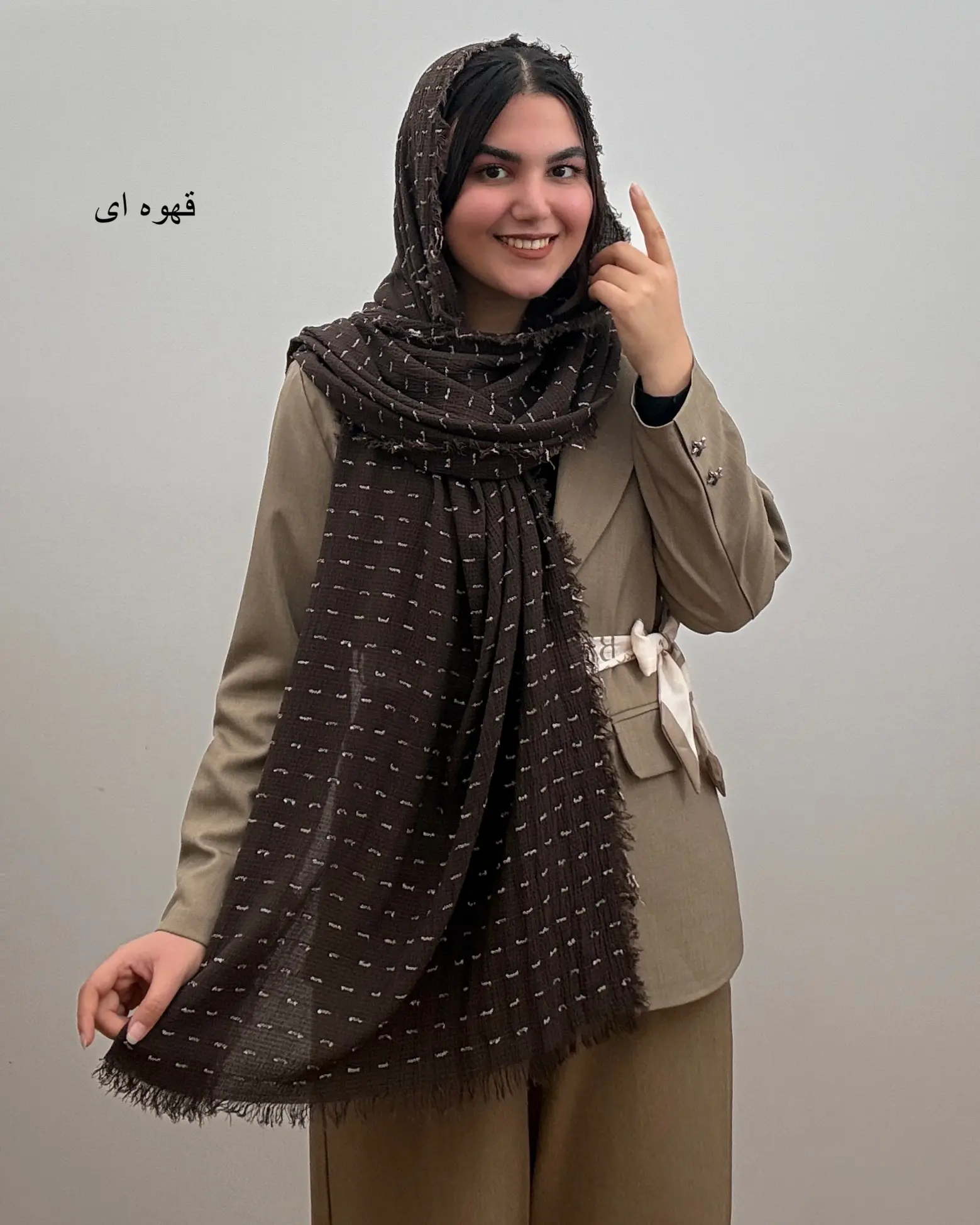 شال نخی زنانه مدل کوک دوزی